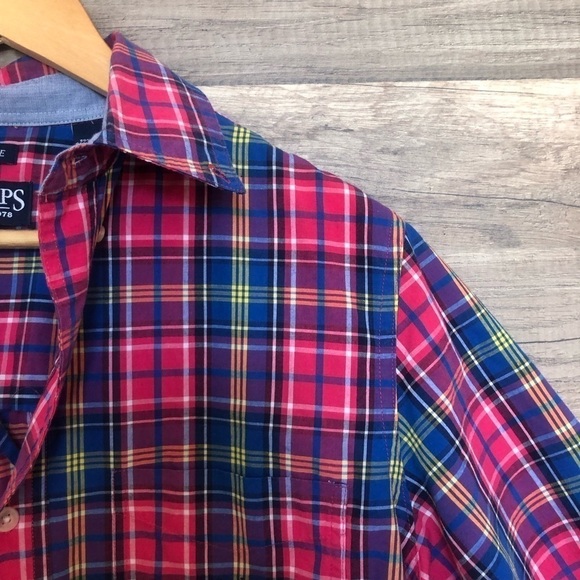 Chaps Easy Care Plaid Short Sleeved Button Down Shirt Small - Picture 6 of 9